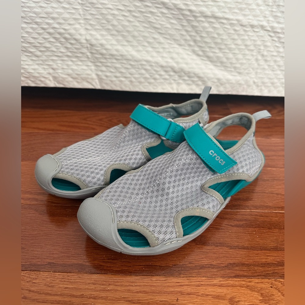 Crocs Iconic Comfort Water Shoes Grey/Teal Size W6
